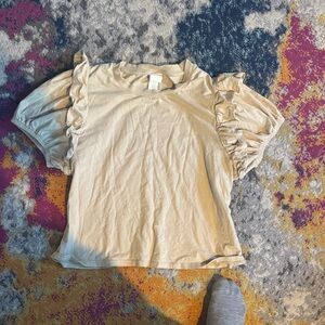 H&M Women's Short Sleeve Ruffled Top - Cream